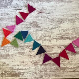 Whimsical Vintage Colorful Felt Triangle Bunting Garland